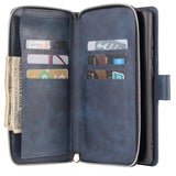 For Samsung A51 5G/A71 5G/Note 10 pro Pu Leather  Mobile Phone Cover Zipper Card Bag + Wrist Strap blue