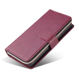 For Samsung A51 5G/A71 5G/Note 10 pro Pu Leather  Mobile Phone Cover Zipper Card Bag + Wrist Strap Red wine