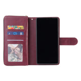 For Samsung A51 5G/A71 5G/Note 10 pro Pu Leather  Mobile Phone Cover Zipper Card Bag + Wrist Strap Red wine