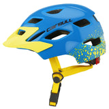 Children Protective Helmet Mountain Road Bike Wheel Balance Scooter Safety Helmet with Tail Light Blue yellow_S-M (50-57CM)