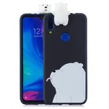 For Redmi NOTE 7 3D Cute Coloured Painted Animal TPU Anti-scratch Non-slip Protective Cover Back Case white