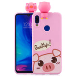 For Redmi NOTE 7 3D Cute Coloured Painted Animal TPU Anti-scratch Non-slip Protective Cover Back Case white