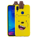 For Redmi NOTE 7 3D Cute Coloured Painted Animal TPU Anti-scratch Non-slip Protective Cover Back Case white