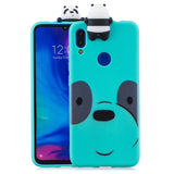 For Redmi NOTE 7 3D Cute Coloured Painted Animal TPU Anti-scratch Non-slip Protective Cover Back Case white