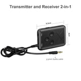 Bluetooth Audio Transmitter No Need for Driver Transmit and Receive Adapter 2-in-1 3.5mm  Black