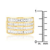 4 Row Gold Cubic Zirconia Cocktail Ring