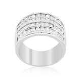 4 Row Rhodium Cubic Zirconia Cocktail Ring