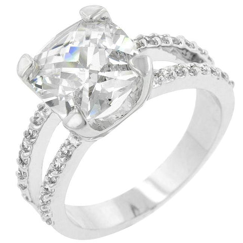 Double Band Cubic Zirconia Engagement Ring