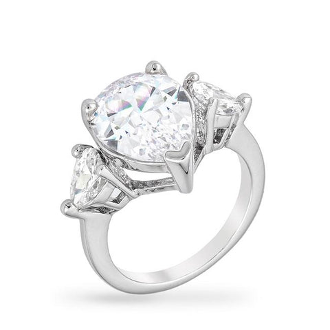 Cubic Zirconia Pear Triplet Ring