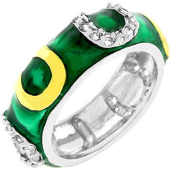 Green Enamel Horseshoe Ring