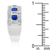 Blue and Clear Encrusted Rhodium Plated Ring