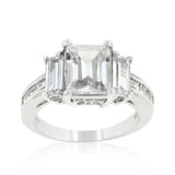 Emerald Cut Triplet Engagement Ring