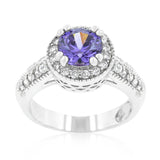 Dark Purple Halo Engagement Ring