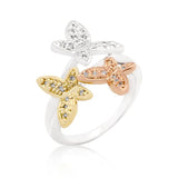 Triple Butterfly Cubic Zirconia Ring