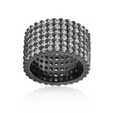 Hematite Wide Pave Cubic Zirconia Ring