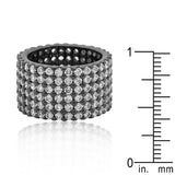 Hematite Wide Pave Cubic Zirconia Ring