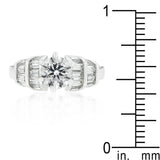 Tapered Baguette Cubic Zirconia Engagement Ring