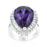 Cubic Zirconia Purple and Clear Cocktail Ring