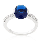 Blue Oval Cubic Zirconia Engagement Ring