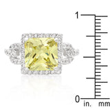 Halo Style Princess Cut Peridot Cocktail Ring