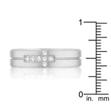 Band Ring with Cubic Zirconia Cross Design