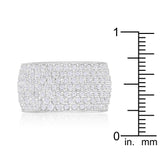 Wide Pave Cubic Zirconia Silvertone Band Ring