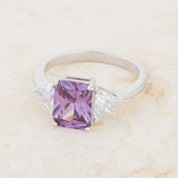 Classic Amethyst Rhodium Engagement Ring