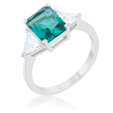 Classic Aqua Rhodium Engagement Ring