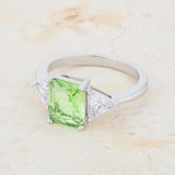 Classic Apple Green Rhodium Engagement Ring