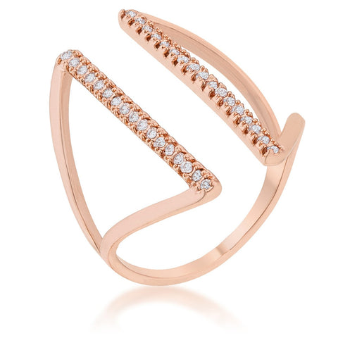 Jena 0.2ct CZ Rose Gold Delicate Parallel Ring