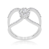 Joyce 0.4ct CZ Rhodium Delicate Floral Wrap Ring