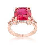 Charlene 6.2ct Ruby CZ Rose Gold Classic Statement Ring