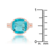 Charlene 6.2ct Aqua CZ Rose Gold Classic Statement Ring