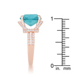 Charlene 6.2ct Aqua CZ Rose Gold Classic Statement Ring