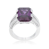 Rema 8.6ct Amethyst CZ Rhodium Emerald Classic Cocktail Ring