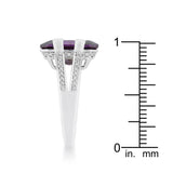 Rema 8.6ct Amethyst CZ Rhodium Emerald Classic Cocktail Ring