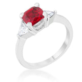 Shonda 1.8ct Garnet CZ Rhodium Cushion Classic Statement Ring