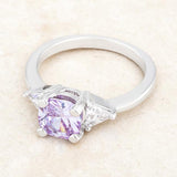 Shonda 1.8ct Lavender CZ Rhodium Cushion Classic Statement Ring