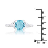 Shonda 1.8ct Blue Topaz CZ Rhodium Cushion Classic Statement Ring