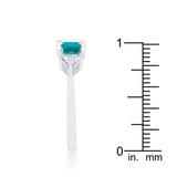 Shonda 1.8ct Aqua CZ Rhodium Cushion Classic Statement Ring