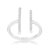 Sharna 12ct CZ Rhodium Parallel Contemporary Ring