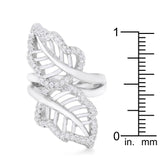 Lina 0.4ct CZ Rhodium Leaf Wrap Ring