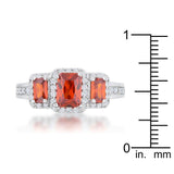 Rita 2.3ct Garnet CZ Rhodium Classic Trio Ring