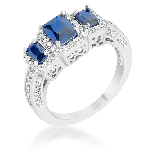 Rita 2.3ct Sapphire CZ Rhodium Classic Trio Ring