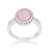 Patricia 0.3ct CZ Pink Cats Eye Rhodium Classic Ring