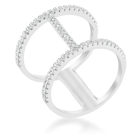 Christina 0.3ct CZ Rhodium Open Contemporary Wide Ring