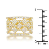 Marlene 0.6ct CZ 14k Gold Wide Band Cocktail Ring