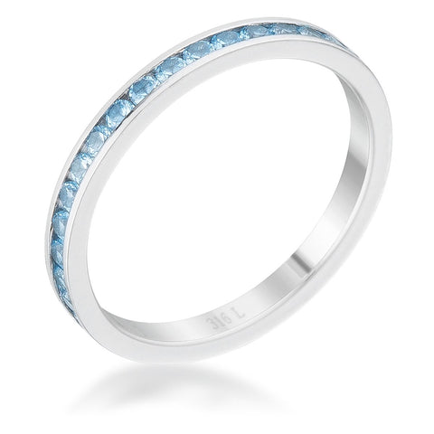 Teresa 0.5ct Blue Topaz CZ Stainless Steel Eternity Band