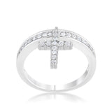 Christine 0.2ct CZ Rhodium Cross Charm Ring