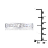 Baguette Cut CZ Rhodium Wedding Band